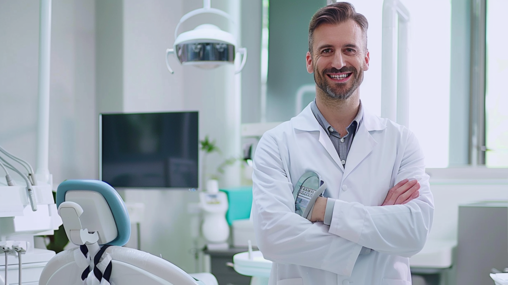 borisoul_A_smiling_dentist_in_a_white_coat_holding_a_dental_mir_0187244e-96df-4300-8d11-6e7e3353d266.png